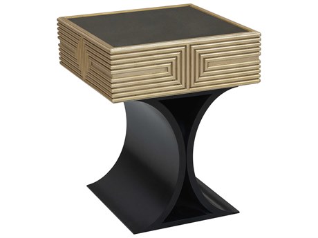 Pulaski Square Glass Gold Black End Table
