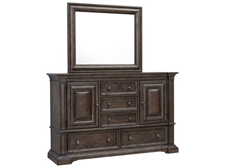 Pulaski Woodbury 5-Drawers Rubberwood Dresser with Mirror