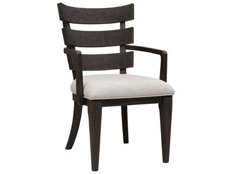 Pulaski West End Loft Wood Rubberwood White Upholstered Arm Dining Chair