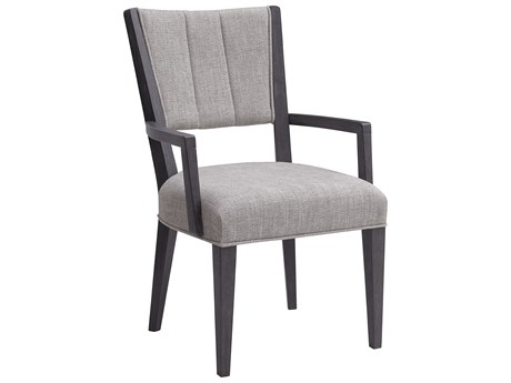 Pulaski Quincy Rubberwood Black Upholstered Arm Dining Chair