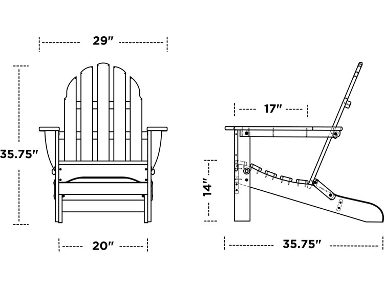 POLYWOOD® Classic Adirondack Recycled Plastic Folding Chair | PWAD5030