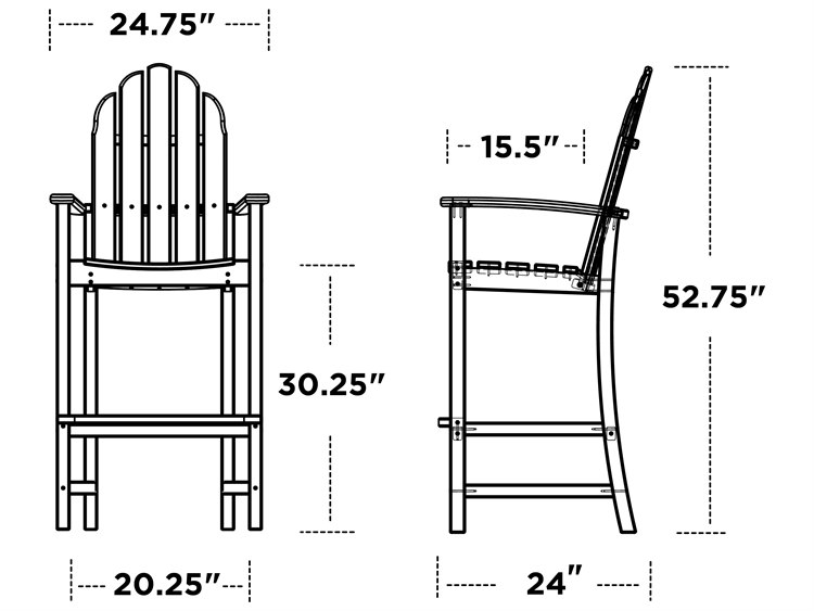 POLYWOOD® Classic Adirondack Recycled Plastic Bar Stool | PWADD202