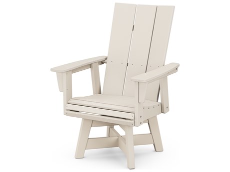 POLYWOOD® Modern Recycled Plastic Curveback Adirondack Swivel Dining Arm Chair
