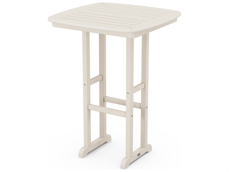 POLYWOOD® Nautical Recycled Plastic 31'' Square Bar Height Table with Umbrella Hole