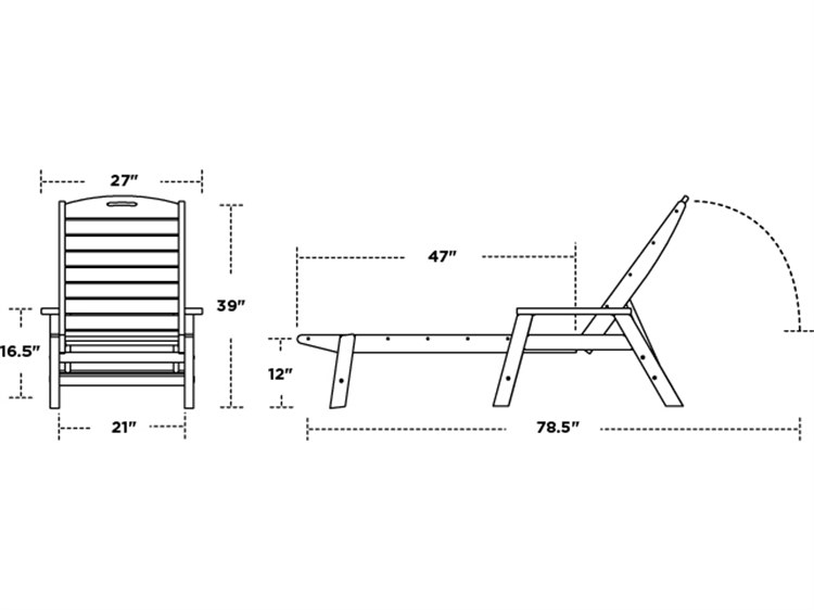 POLYWOOD® Nautical Recycled Plastic Stackable Chaise Lounge PWNCC2280