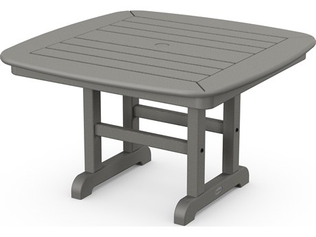 POLYWOOD® Nautical Recycled Plastic 31'' Square Conversation Table with Umbrella Hole
