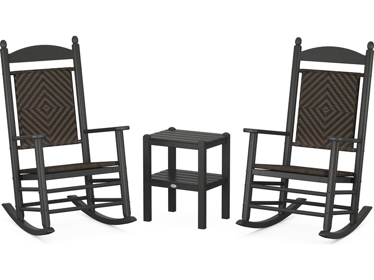 POLYWOOD® Jefferson Recycled Plastic 3-Piece Woven Rocker Patio Lounge Set