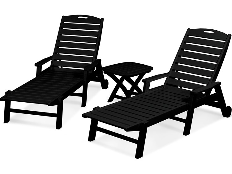 POLYWOOD® Nautical Recycled Plastic 3-Piece Chaise Lounge Set