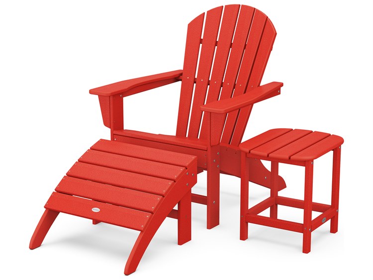 POLYWOOD® South Beach Recycled Plastic 3 Piece Adirondack Patio Lounge