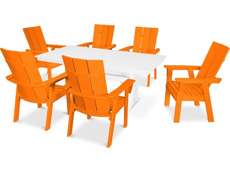 POLYWOOD® Modern Recycled Plastic 7 Piece Farmhouse Dining Set