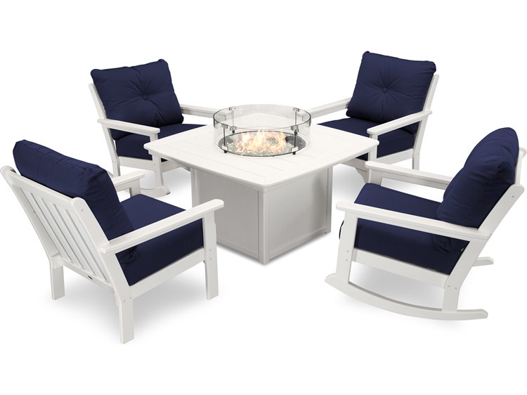 POLYWOOD® Vineyard Recycled Plastic 5Piece Deep Seating Firepit