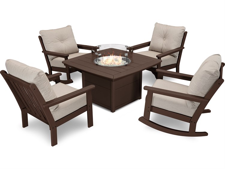 POLYWOOD® Vineyard Recycled Plastic 5Piece Deep Seating Firepit