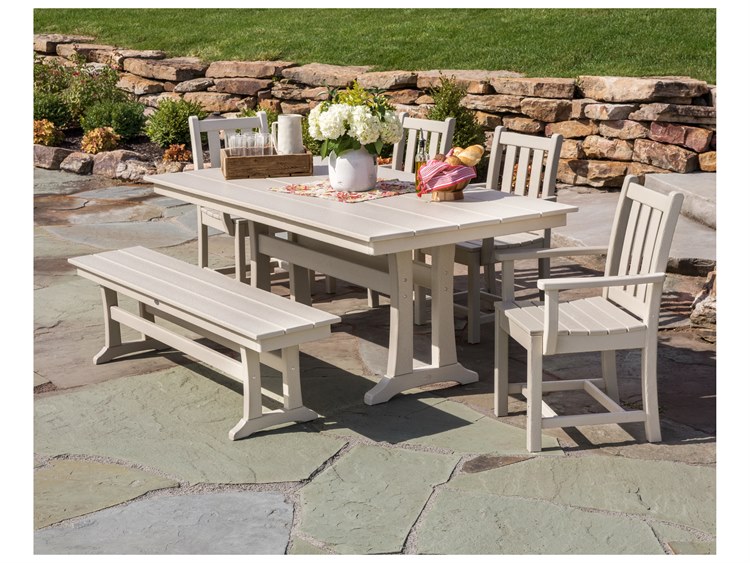 POLYWOOD® Traditional Recycled Plastic 6 Piece Farmhouse Patio Dining ...