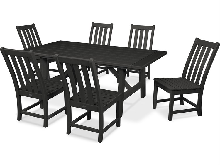 POLYWOOD® Vineyard Recycled Plastic 7 Piece Rustic Farmhouse Dining Set