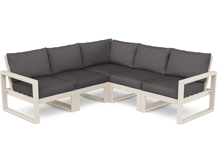POLYWOOD® Edge Recycled Plastic Deep Seating 5 Piece Sectional Lounge Set