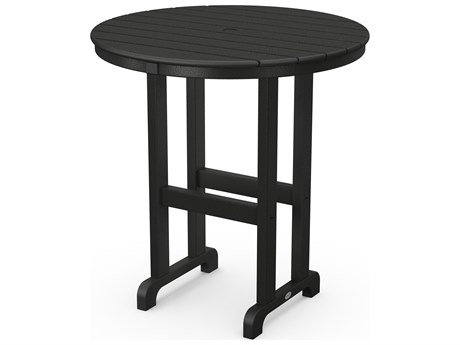 POLYWOOD® Traditional Recycled Plastic 36'' Round Counter Table with Umbrella Hole