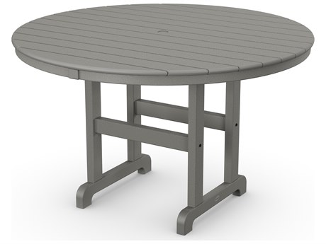 POLYWOOD® La Casa Cafe Recycled Plastic 48 Round Dining Table with Umbrella Hole