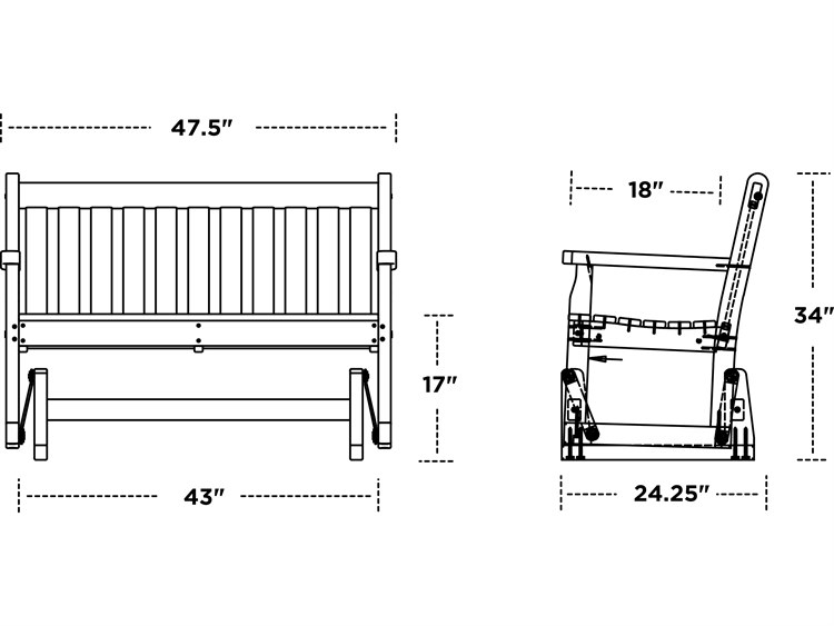 POLYWOOD® Traditional Garden Recycled Plastic Glider Patio Bench ...