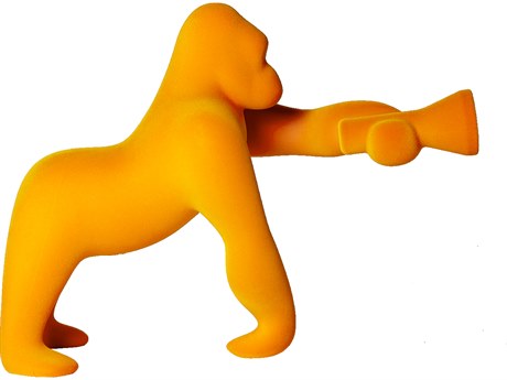 Qeeboo Kong XS Dark Gold Velvet Orange Table Lamp