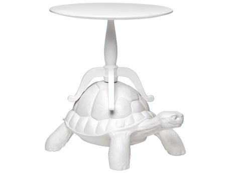 Qeeboo Turtle Carry Round Wood White Coffee Table