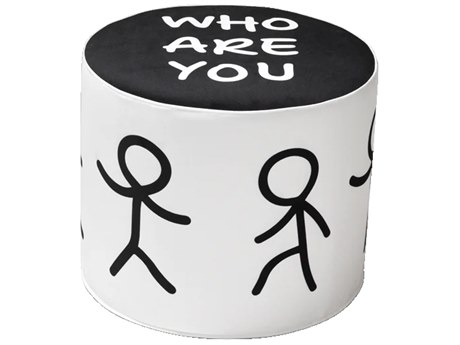 Qeeboo Linescapes Black Who Are You Upholstered Pouf