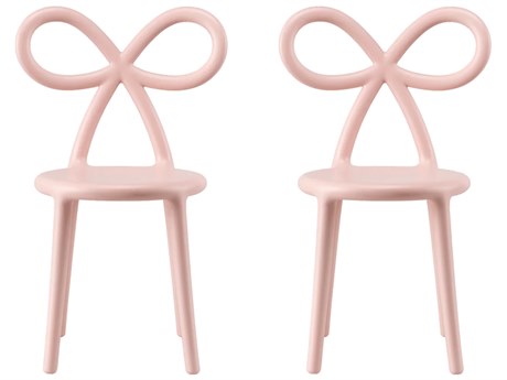 Qeeboo Ribbon Baby Pink Armless Dining Chair (Set of 2)