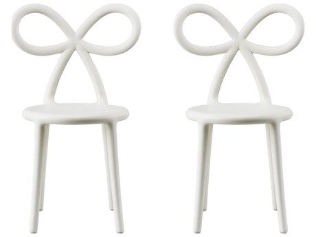 Qeeboo Ribbon Baby White Armless Dining Chair (Set of 2)