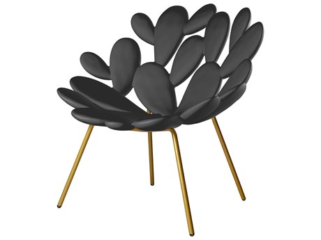 Qeeboo Outdoor Filicudi Black Brass Recycled Plastic Lounge Chair