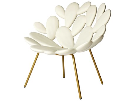 Qeeboo Outdoor Filicudi White Brass Recycled Plastic Lounge Chair