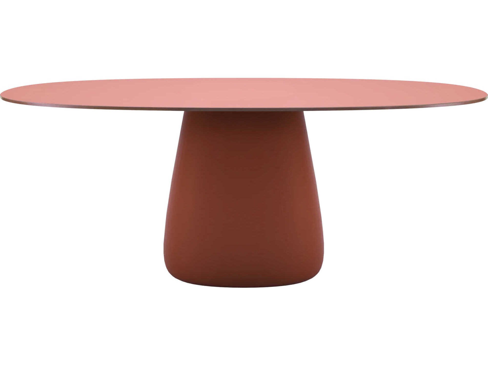 Qeeboo Outdoor Cobble Terracotta Recycled Plastic Oval Dining Table