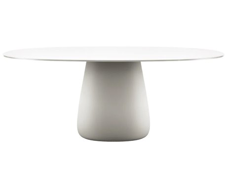 Qeeboo Outdoor Cobble White Warm Recycled Plastic Oval Dining Table