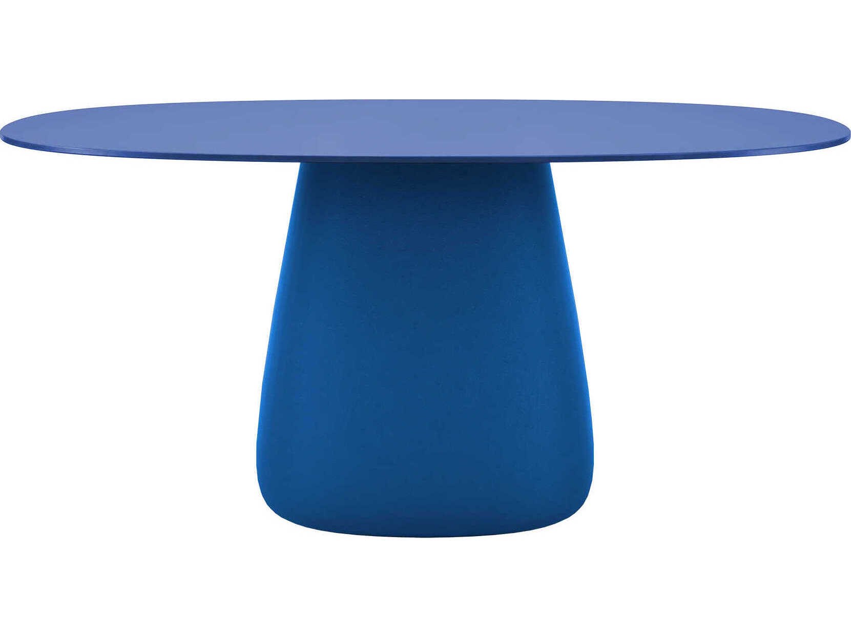 Qeeboo Outdoor Cobble Lazurite Blue Recycled Plastic Oval Dining Table