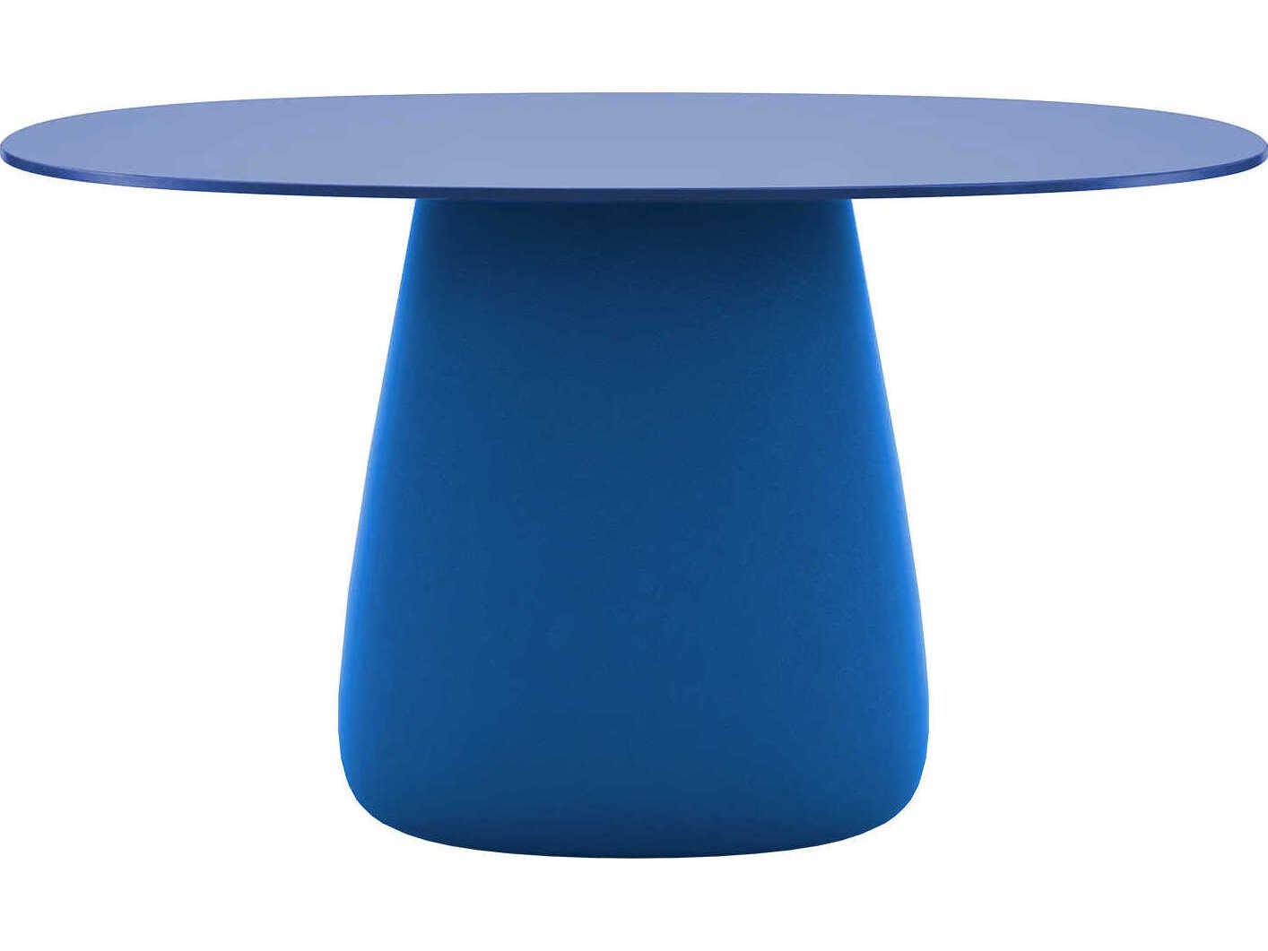 Qeeboo Outdoor Cobble Lazurite Blue Recycled Plastic Oval Dining Table