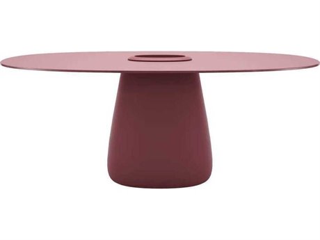 Qeeboo Outdoor Cobble Indian Red Recycled Plastic Oval Dining Table