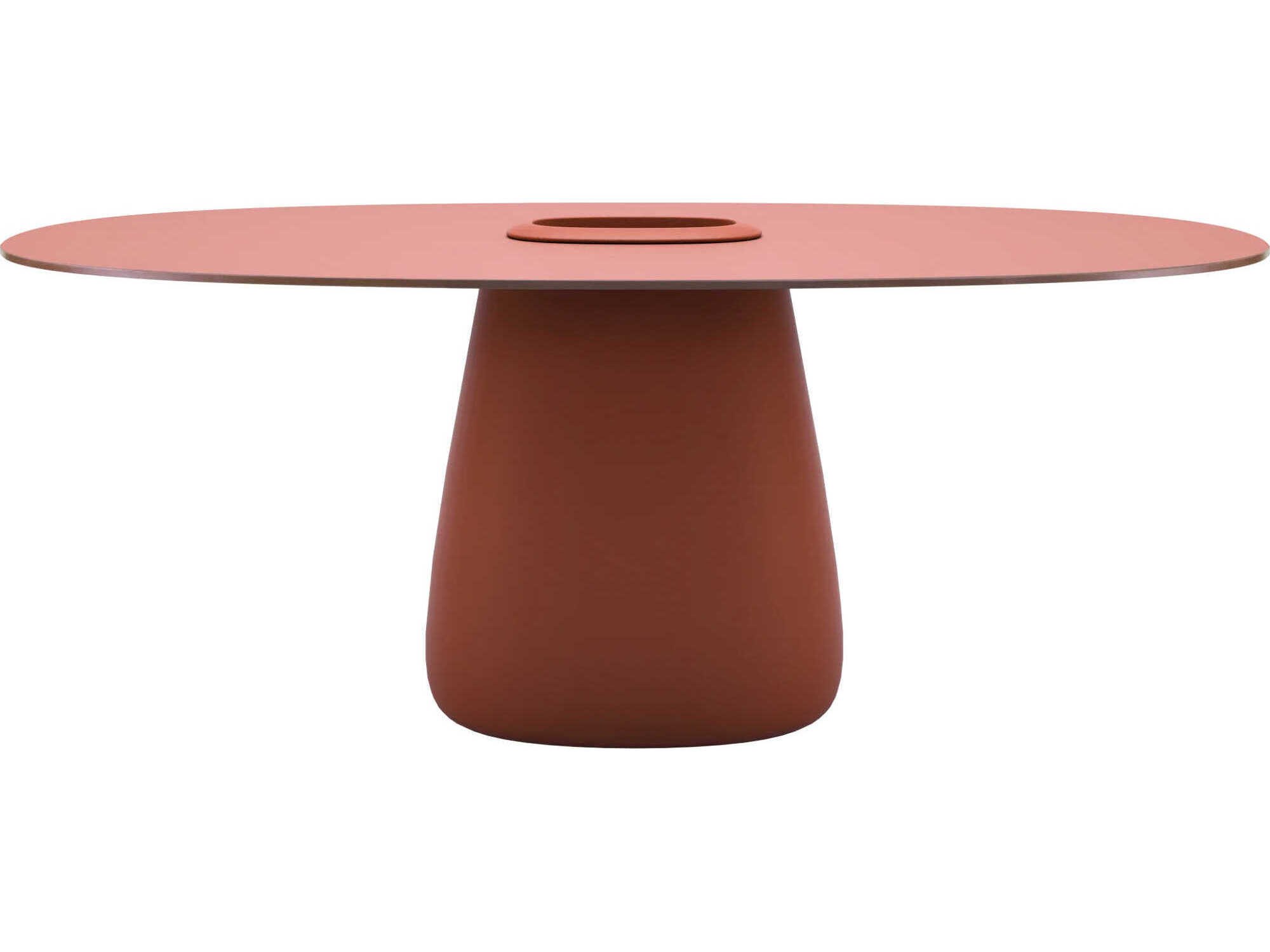 Qeeboo Outdoor Cobble Terracotta Recycled Plastic Oval Dining Table