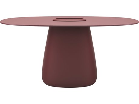 Qeeboo Outdoor Cobble Indian Red Recycled Plastic Oval Dining Table