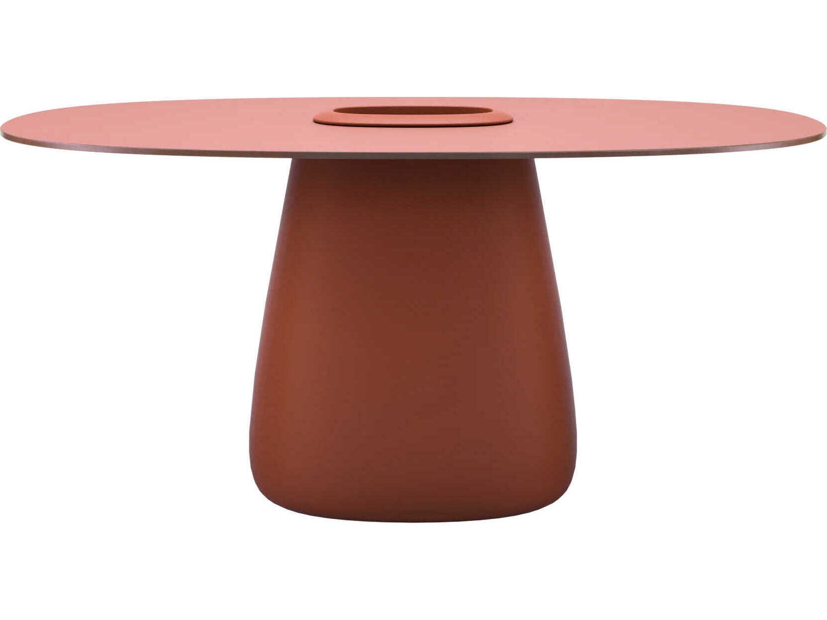 Qeeboo Outdoor Cobble Terracotta Recycled Plastic Oval Dining Table
