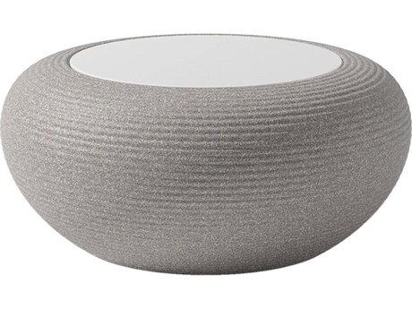 Qeeboo Outdoor Nami Warm Grey Mix Recycled Plastic Round End Table