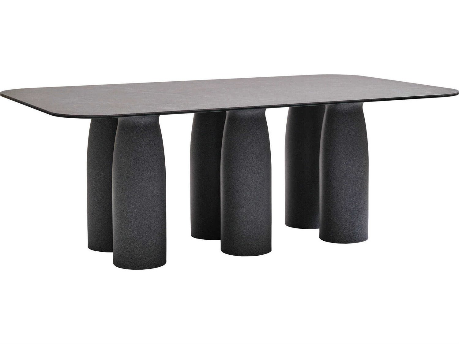 Qeeboo Outdoor Toto Dark Grey Mix Recycled Plastic Rectangular Dining Table