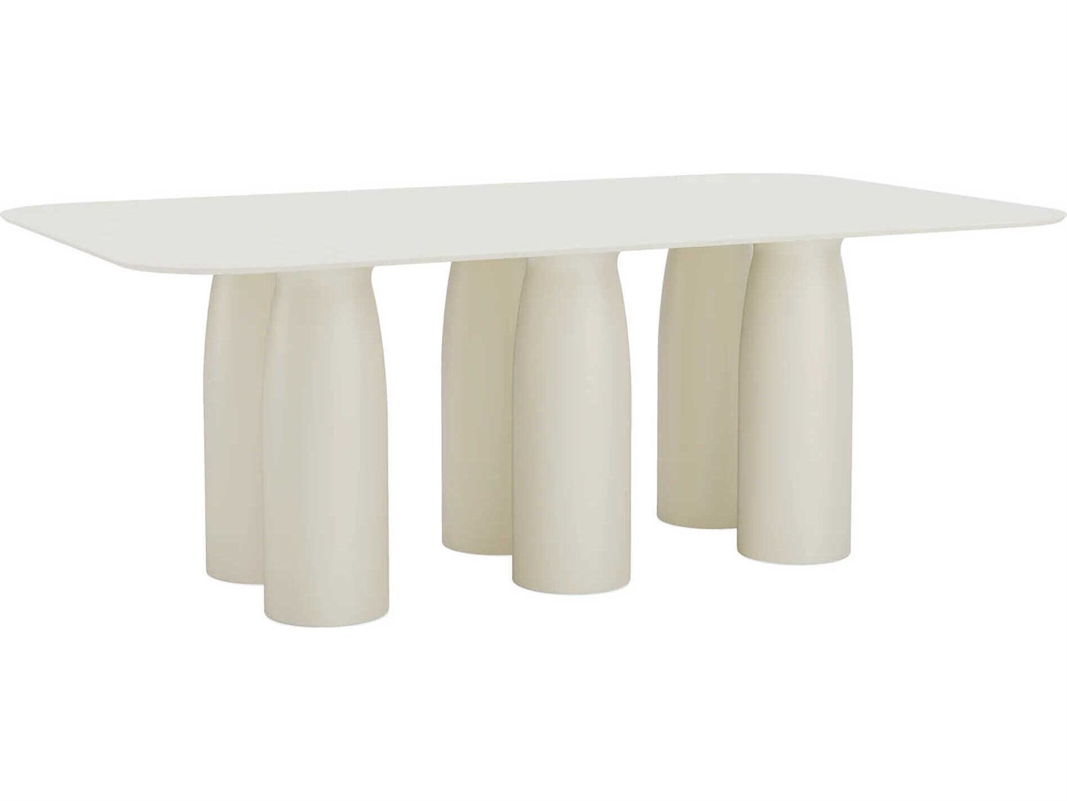 Qeeboo Outdoor Toto Warm White Recycled Plastic Rectangular Dining Table