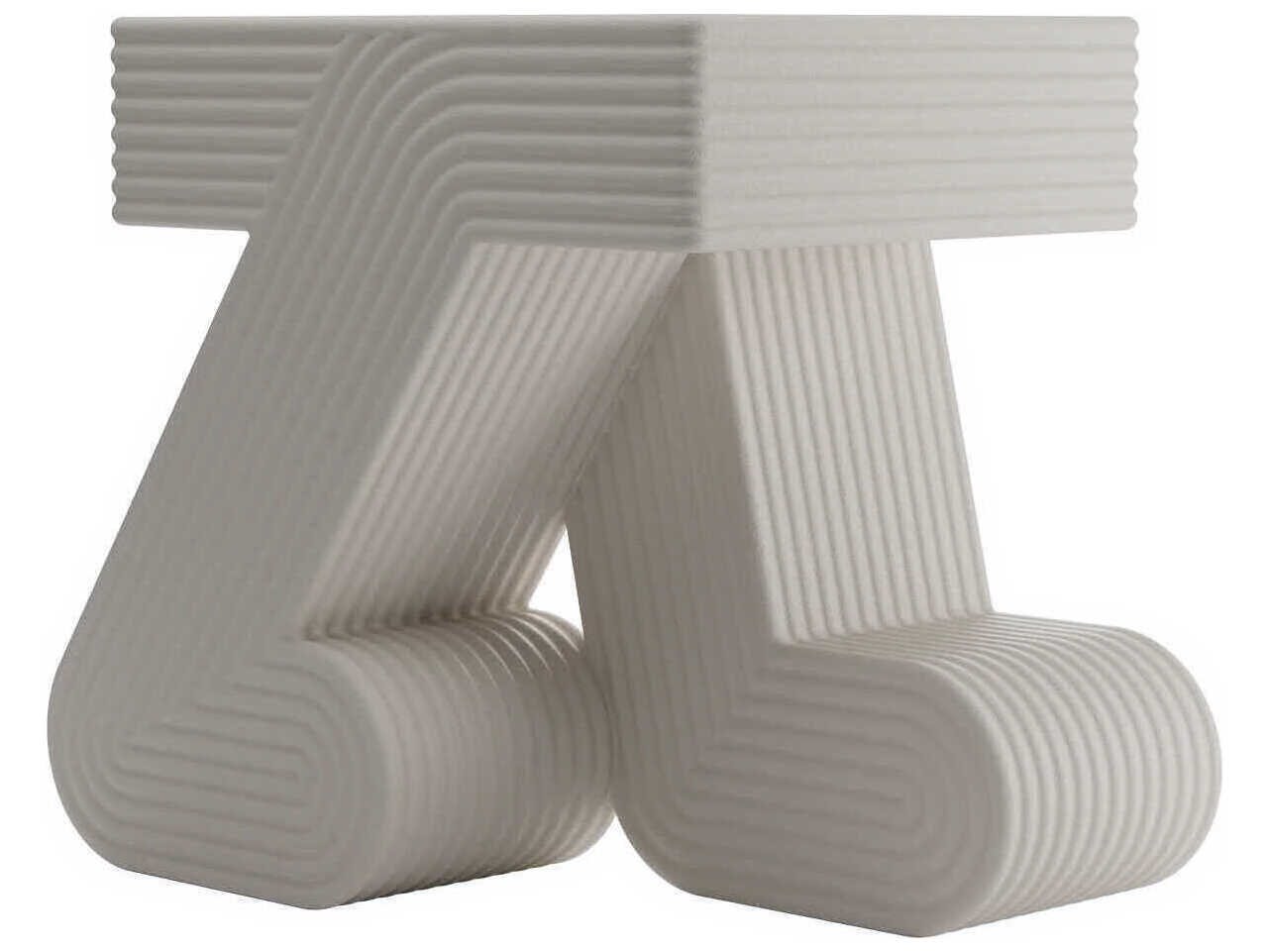 Qeeboo Outdoor Walking Ivory Recycled Plastic Square End Table