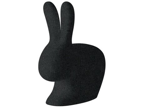 Qeeboo Outdoor Rabbit Black Mix Recycled Plastic Lounge Chair