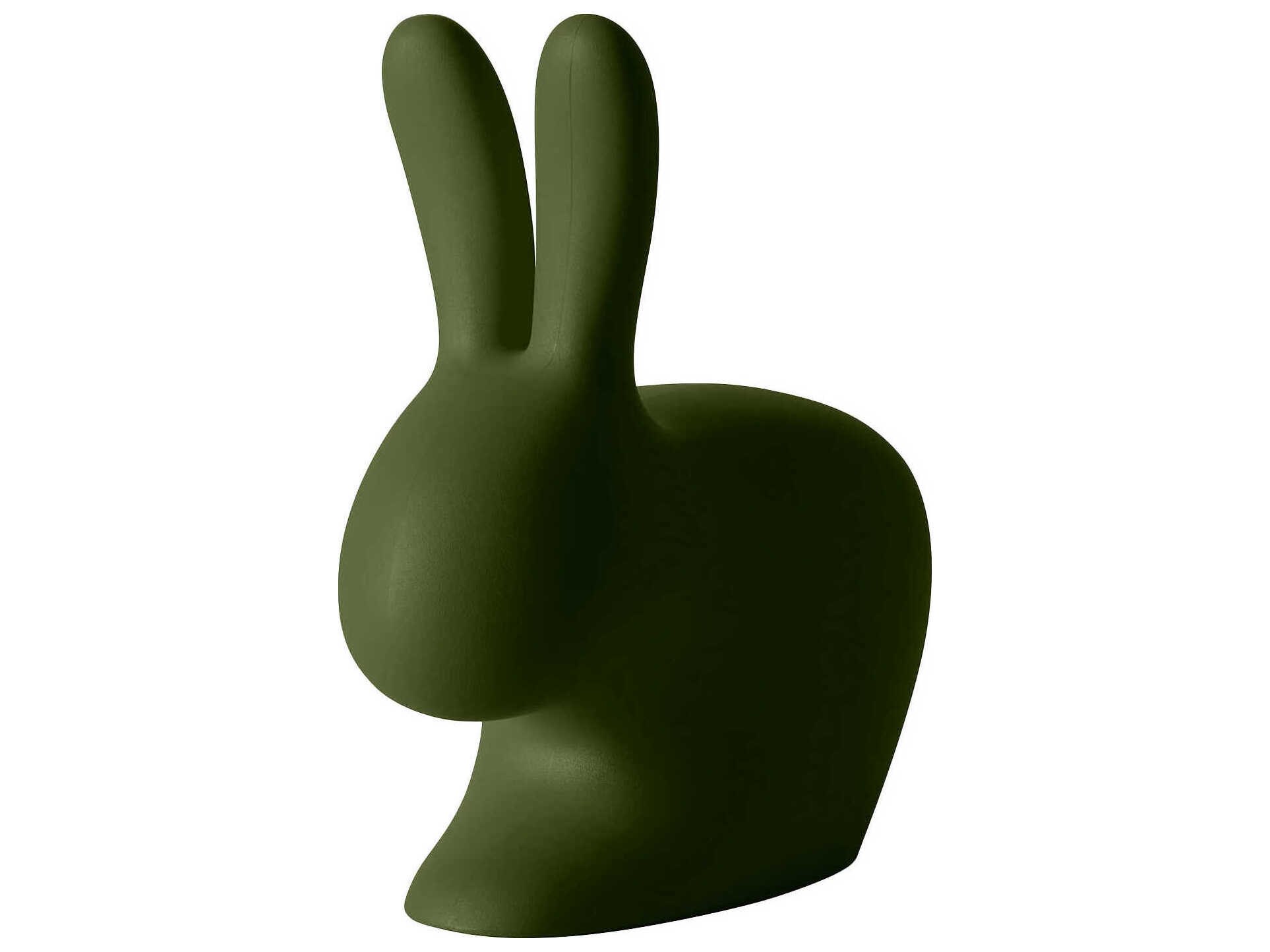 Qeeboo Outdoor Rabbit Deep Green Recycled Plastic Lounge Chair