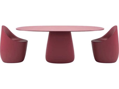 Qeeboo Outdoor Cobble Indian Red Recycled Plastic Dining Set