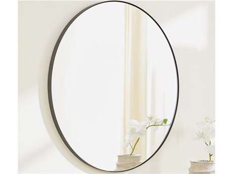 Quorum Matte Black Wall Mirror Round