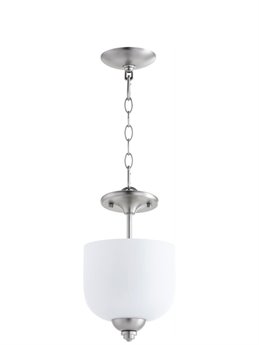 Quorum Richmond 3-Light Satin Nickel Glass Bell Mini Pendant