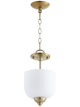 Quorum Richmond 3-Light Aged Brass Glass Bell Mini Pendant