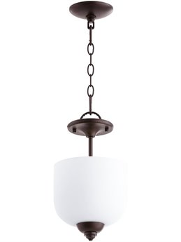 Quorum Richmond 3-Light Oiled Bronze Glass Bell Mini Pendant