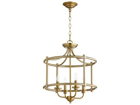 Quorum Rossington 4-Light Aged Brass Candelabra Drum Chandelier