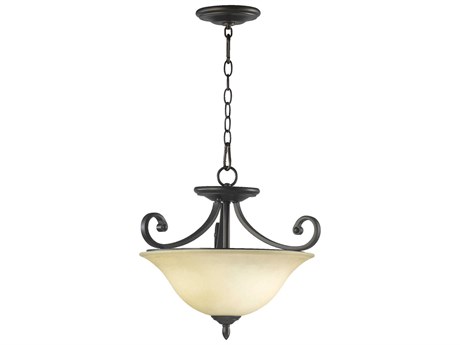 Quorum Bryant 3-Light Oiled Bronze Glass Bowl Pendant